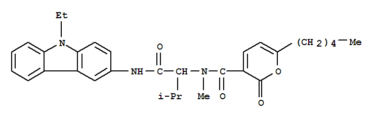 (9ci)-n-[1-[[(9-乙基-9h-咔唑-3-基)氨基]羰基]-2-甲基丙基]-n-甲基-2-氧代-6-戊基-2H-吡喃-3-羧酰胺結(jié)構(gòu)式_258278-07-8結(jié)構(gòu)式