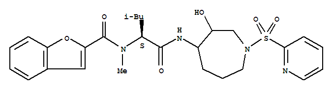 (9ci)-n-[(1s)-1-[[[六氫-3-羥基-1-(2-吡啶磺?；?-1H-氮雜革-4-基]氨基]羰基]-3-甲基丁基]-n-甲基-2-苯并呋喃羧酰胺結(jié)構(gòu)式_281220-07-3結(jié)構(gòu)式