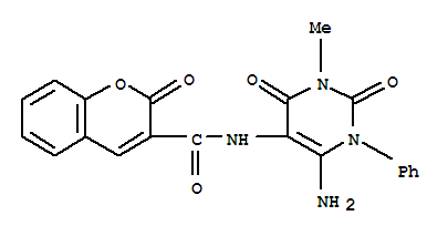 n-(6-氨基-1,2,3,4-四氫-3-甲基-2,4-二氧代-1-苯基-5-嘧啶)-2-氧代-2H-1-苯并吡喃-3-羧酰胺結(jié)構(gòu)式_301206-09-7結(jié)構(gòu)式