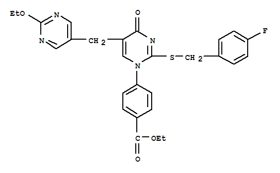 4-[5-[(2-乙氧基-5-嘧啶)甲基]-2-[[(4-氟苯基)甲基]硫代]-4-氧代-1(4H)-嘧啶]-苯甲酸乙酯結(jié)構(gòu)式_306974-70-9結(jié)構(gòu)式