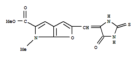 6H-furo[2,3-b]pyrrole-5-carboxylic acid,6-methyl-2-[(5-oxo-2-thioxo-4-imidazolidinylidene)methyl ]-,methyl ester Structure,315665-41-9Structure