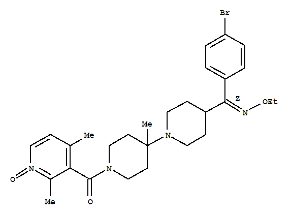 4-[4-[C-(4-溴苯基)-N-乙氧基亞胺甲?；鵠-1-哌啶基]-4-甲基-1-哌啶基]-(2,4-二甲基-1-氧代-吡啶-3-基)甲酮結(jié)構式_370893-06-4結(jié)構式