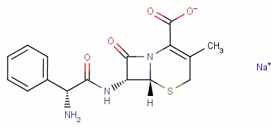 [6R-[6alpha,7beta(R*)]]-7-(氨基苯基乙酰氨基)-3-甲基-8-氧代-5-硫雜-1-氮雜雙環(huán)[4.2.0]辛-2-烯-2-羧酸鈉結(jié)構(gòu)式_38932-40-0結(jié)構(gòu)式