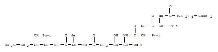 (3S,4s)-4-[[[(3s,4s)-4-[[n-(6-甲基-1-氧代庚基)-l-val-l-val-]氨基]-3-羥基-6-甲基庚?；鵠-l-ala-]氨基]-3-羥基-6-甲基庚酸結構式_53226-74-7結構式