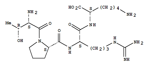 (2S)-6-氨基-2-[[(2s)-2-[[(2s)-1-[(2s,3r)-2-氨基-3-羥基-丁?；鵠吡咯烷-2-羰基]氨基]-5-(二氨基亞甲基氨基)戊?；鵠氨基]己酸結(jié)構(gòu)式_56767-30-7結(jié)構(gòu)式