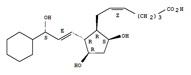 (5Z)-7-[(1R,2R,3R,5S)-2-[(1E,3S)-3-環(huán)己基-3-羥基-1-丙烯基]-3,5-二羥基環(huán)戊基]-5-庚烯酸結(jié)構(gòu)式_58611-97-5結(jié)構(gòu)式