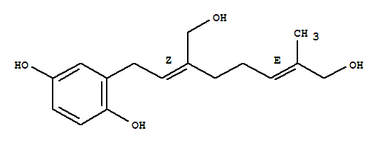 2-[(2Z,6E)-8-羥基-3-羥基甲基-7-甲基-2,6-辛二烯基]-1,4-苯二醇結構式_63025-43-4結構式