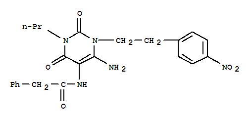  n-[6-氨基-1,2,3,4-四氫-1-[2-(4-硝基苯基)乙基]-2,4-二氧代-3-丙基-5-嘧啶]-苯乙酰胺結(jié)構(gòu)式_748794-96-9結(jié)構(gòu)式