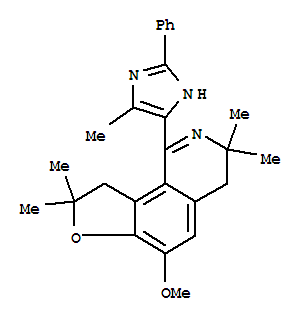 (9ci)-3,4,8,9-四氫-6-甲氧基-3,3,8,8-四甲基-1-(5-甲基-2-苯基-1H-咪唑-4-基)-呋喃并[2,3-h]異喹啉結(jié)構(gòu)式_769912-57-4結(jié)構(gòu)式