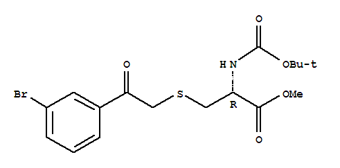 (S)-3-[2-(3-溴-苯基)-2-氧代-乙基磺?；鵠-2-叔丁氧基羰基氨基-丙酸甲酯結(jié)構(gòu)式_850411-17-5結(jié)構(gòu)式