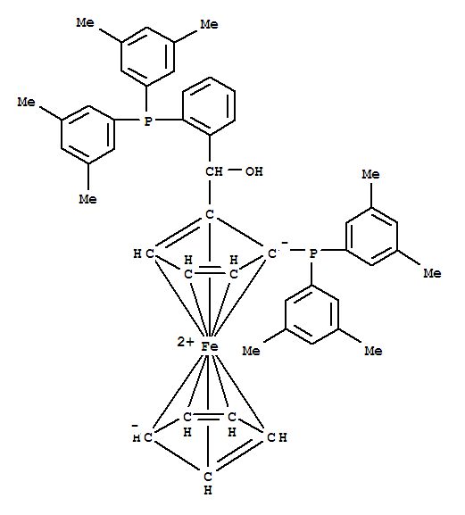 (S)-(-)-[(s)-2-二(3,5-二甲苯基)膦二茂鐵基][2-二(3,5-二甲苯基)膦苯基]甲醇結(jié)構(gòu)式_851308-45-7結(jié)構(gòu)式