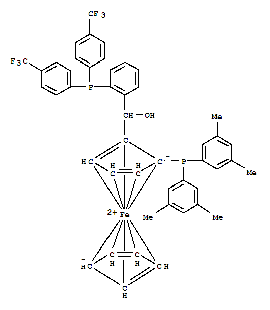 (S)-(-)-[(s)-2-二(3,5-二甲苯基)膦二茂鐵基][2-二(4-三氟甲基苯基)膦苯基]甲醇結構式_851308-48-0結構式