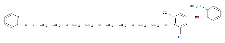 2-[[3,5-二氯-4-[2-[2-[2-[2-(2-吡啶二硫代)乙氧基]乙氧基]乙氧基]乙氧基]苯基]氨基]-苯甲酸結(jié)構(gòu)式_851962-13-5結(jié)構(gòu)式