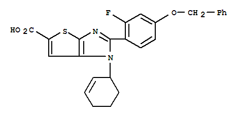 1H-thieno[2,3-d]imidazole-5-carboxylic acid,1-(2-cyclohexen-1-yl)-2-[2-fluoro-4-(phenylmethoxy)phenyl]- Structure,852898-37-4Structure