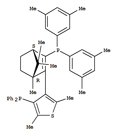 Catasium(r)  t2(r),  3-{(1r,4s)-3-[bis(3,5-dimethylphenyl)phosphanyl]-1,7,7-trimethylbicyclo[2.2.1]hept-2-en-2-yl}-4-diphenylphosphanyl-2,5-dimethylthiophene Structure,868851-48-3Structure