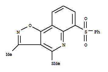 3-甲基-4-(甲基硫代)-6-(苯基磺酰基)-異噁唑并[4,5-c]喹啉結(jié)構(gòu)式_899793-36-3結(jié)構(gòu)式