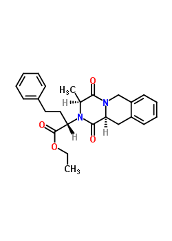 乙基(2S)-2-[(3S,11aS)-3-甲基-1,4-二氧代-1,3,4,6,11,11A-六氫-2H-吡嗪并[1,2-b]異喹啉-2-基]-4-苯基丁酸酯結(jié)構(gòu)式_103733-49-9結(jié)構(gòu)式