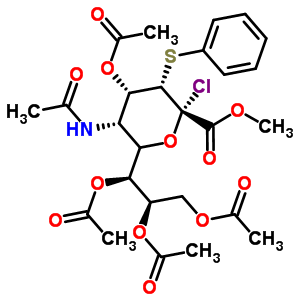 5-(乙酰氨基)-2-氯-2,5-二脫氧-3-S-苯基-3-硫代-D-赤式-alpha-L-葡糖-2-吡喃壬酮糖酸甲酯4,7,8,9-四乙酸酯結(jié)構(gòu)式_120104-58-7結(jié)構(gòu)式