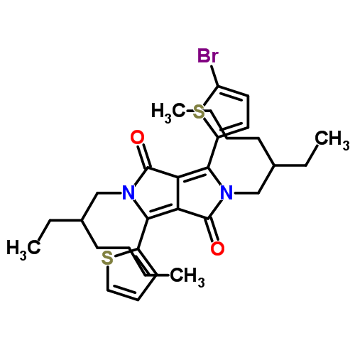 2,5-雙(2-乙基己基)-3-(5-溴-噻吩-2-基)-6-(噻吩-2-基)-吡咯并[3,4-c]吡咯-1,4-二酮結(jié)構(gòu)式_1308671-90-0結(jié)構(gòu)式