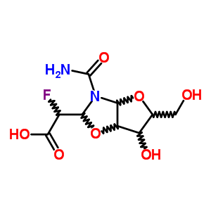 (8ci)-3-氨基甲酰-a-氟六氫-6-羥基-5-(羥基甲基)-呋喃并[2,3-d]噁唑-2-乙酸結構式_14698-18-1結構式