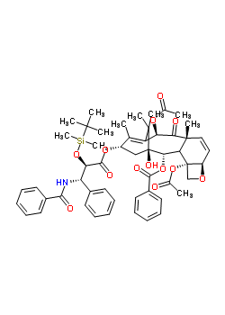 (2alpha,3xi,5beta,10beta,13alpha)-4,10-二乙酰氧基-13-{[(2R,3S)-3-(苯甲?；被?-2-{[二甲基(2-甲基-2-丙基)硅烷基]氧基}-3-苯基丙酰基]氧基}-1-羥基-9-氧代-5,20-環(huán)氧紫杉-6,11-二烯-2-基苯甲酸酯結(jié)構(gòu)式_165065-02-1結(jié)構(gòu)式