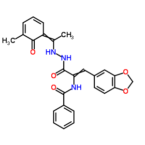 N-[2-苯并[1,3]二氧代l-5-基-1-[[1-(5-甲基-6-氧代-1-環(huán)己二烯-2,4-基)乙基氨基]氨基甲酰]乙烯]苯甲酰胺結(jié)構(gòu)式_17178-84-6結(jié)構(gòu)式