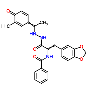 N-[2-苯并[1,3]二氧代-5-基-1-[[1-(3-甲基-4-氧代-1-環(huán)己二烯-2,5-基)乙基氨基]氨基甲酰]乙烯]苯甲酰胺結構式_17178-85-7結構式