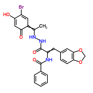 N-[2-苯并[1,3]二氧代-5-基-1-[[1-(3-溴-4-羥基-6-氧代-1-環(huán)己二烯-2,4-基)乙基氨基]氨基甲酰]乙烯]苯甲酰胺結構式_17178-87-9結構式