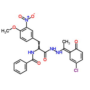 2-(苯甲?；被?-3-(4-甲氧基-3-硝基苯基)-2-丙酸-2-[1-(5-氯-2-羥基苯基)亞乙基]肼結(jié)構(gòu)式_17180-31-3結(jié)構(gòu)式