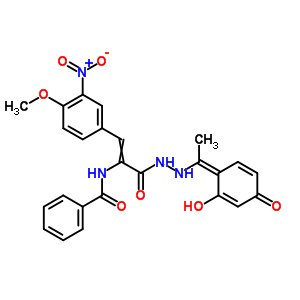 2-(苯甲?；被?-3-(4-甲氧基-3-硝基苯基)-2-丙酸-2-[1-(2,4-二羥基苯基)亞乙基]肼結(jié)構(gòu)式_17180-32-4結(jié)構(gòu)式