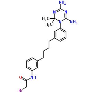 2-溴-n-[3-[4-[3-(4,6-二氨基-2,2-二甲基-1,3,5-噻嗪-1-基)苯基]丁基]苯基]乙酰胺結(jié)構(gòu)式_19158-04-4結(jié)構(gòu)式