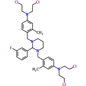 (9CI)-4,4-[[2-(3-氟苯基)二氫-1,3(2H,4H)-嘧啶二基]雙(亞甲基)]雙[N,N-雙(2-氯乙基)-3-甲基苯胺結(jié)構(gòu)式_19320-32-2結(jié)構(gòu)式