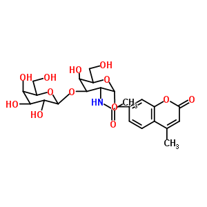 4-甲基香豆素基-2-乙酰氨基-2-脫氧-3-氧-（β-D-吡喃半乳糖基）-α-D-吡喃半乳糖苷結(jié)構式_210357-36-1結(jié)構式