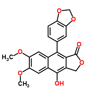 9-(1,3-苯并二氧雜環(huán)戊烯l-5-基)-4-羥基-6,7-二甲氧基-苯[f]異苯并呋喃-1(3H)-酮結(jié)構(gòu)式_22055-22-7結(jié)構(gòu)式