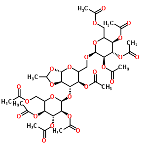 (5Xi)-2,3,4,6-四-O-乙?；?alpha-D-木糖基-己糖吡喃糖苷-(1->6)-[(5Xi)-2,3,4,6-四-O-乙?；?alpha-L-木糖基-己糖吡喃糖苷-(1->3)]-(5Xi)-4-O-乙?；?1,2-O-亞乙基-beta-D-木糖基-吡喃己糖結(jié)構(gòu)式_230953-17-0結(jié)構(gòu)式