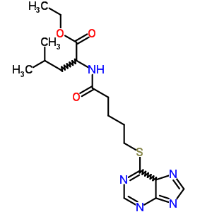 L-leucine,n-[1-oxo-5-(1h-purin-6-ylthio)pentyl]-, ethyl ester (9ci) Structure,23404-72-0Structure