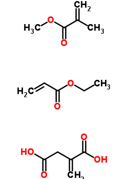 亞甲基丁二酮酸-2-丙烯酸乙酯與2-甲基-2-丙烯酸甲酯的聚合物 依康酸、丙烯酸乙酯、甲基丙烯酸甲酯的聚合物結(jié)構(gòu)式_24980-96-9結(jié)構(gòu)式