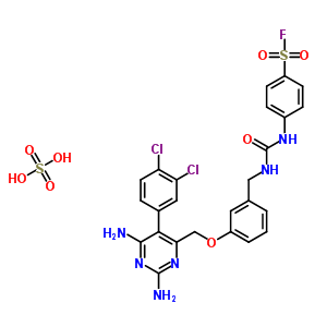 4-[[3-[[2,6-Diamino-5-(3,4-dichlorophenyl)pyrimidin-4-yl]methoxy]phenyl]methylcarbamoylamino]benzenesulfonyl fluoride Structure,25288-15-7Structure