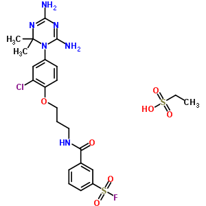 3-[3-[2-Chloro-4-(4,6-diamino-2,2-dimethyl-1,3,5-triazin-1-yl)phenoxy]propylcarbamoyl]benzenesulfonyl fluoride Structure,25313-01-3Structure