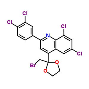 Quinoline,4-[2-(bromomethyl)-1,3-dioxolan-2-yl]-6,8-dichloro-2-(3,4-dichlorophenyl)- Structure,25807-05-0Structure