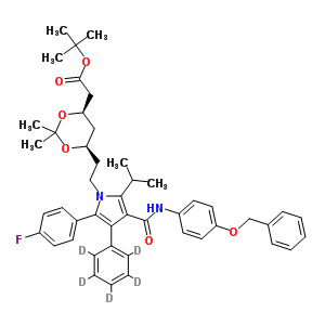 (6-{2-[3-(4-Benzyloxy-phenylcarbamoyl)-5-(4-fluoro-phenyl)-2-isopropyl-4-phenyl-d5-pyrrol-1-yl]-ethyl}-2,2-dimethyl-[1,3]-dioxane-4-yl)-acetic acid, tert-butyl ester Structure,265989-37-5Structure