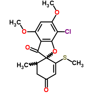 7-氯-4,6-二甲氧基-6-甲基-2-(甲基硫代)-螺[苯并呋喃-2(3H),1-[2]環(huán)己烯]-3,4-二酮結(jié)構(gòu)式_26881-62-9結(jié)構(gòu)式