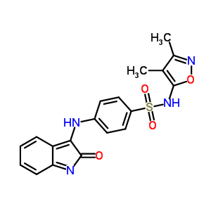 4-[(1,2-二氫-2-氧代-3H-吲哚-3-基)氨基]-n-(3,4-二甲基-5-異噁唑基)-苯磺酰胺結(jié)構式_28558-58-9結(jié)構式