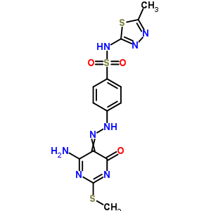 4-[2-[4-氨基-1,6-二氫-2-(甲基硫代)-6-氧代-5-嘧啶]二氮雜烯]-n-(5-甲基-1,3,4-噻二唑-2-基)-苯磺酰胺結(jié)構(gòu)式_29817-70-7結(jié)構(gòu)式