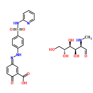 (3Z)-6-氧代-3-{[4-(2-吡啶基氨基磺?；?苯基]亞肼基}-1,4-環(huán)己二烯-1-羧酸-2-脫氧-2-(甲基氨基)-D-葡萄糖(1:1)結(jié)構(gòu)式_31363-03-8結(jié)構(gòu)式