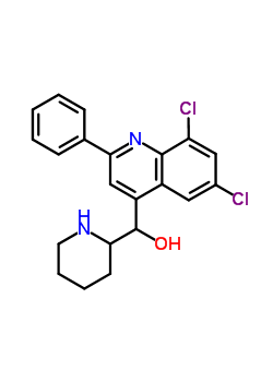 6,8-二氯-2-苯基-.alpha.-2-哌啶基-4-喹啉甲醇結構式_33225-03-5結構式