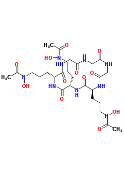 N-[3-[(2S,5S,17S)-5,17-二[3-(乙?；?羥基氨基)丙基]-3,6,9,12,15,18-六氧代-1,4,7,10,13,16-六氮雜十八碳-2-基]丙基]-N-羥基乙酰胺結(jié)構(gòu)式_34787-28-5結(jié)構(gòu)式