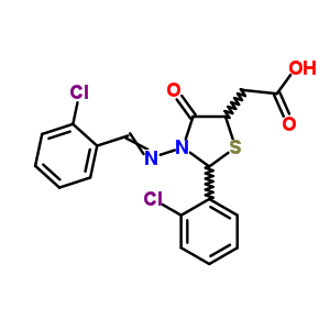 2-[2-(2-Chlorophenyl)-3-[(2-chlorophenyl)methylideneamino]-4-oxo-thiazolidin-5-yl]acetic acid Structure,36195-31-0Structure