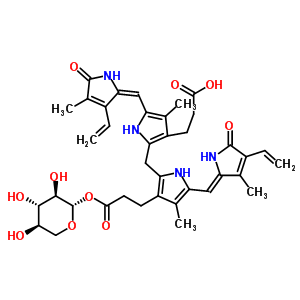 3-[5-[(E)-(3-ethenyl-4-methyl-5-oxopyrrol-2-ylidene)methyl]-2-[[5-[(z)-(4-ethenyl-3-methyl-5-oxopyrrol-2-ylidene)methyl]-4-methyl-3-[3-oxo-3-[(2s,3r,4s,5r)-3,4,5-trihydroxyoxan-2-yl]oxypropyl]-1h-pyrr Structure,36570-69-1Structure