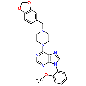 6-[4-(1,3-苯并二氧雜環(huán)戊烯l-5-甲基)-1-哌嗪]-9-(2-甲氧基苯基)-9h-嘌呤結(jié)構(gòu)式_37425-32-4結(jié)構(gòu)式